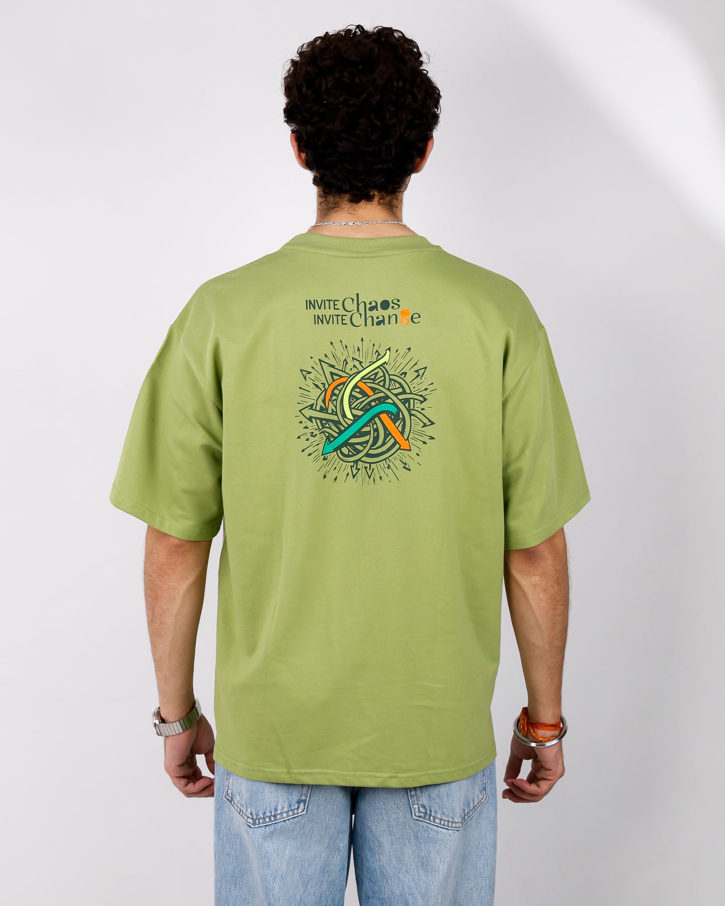 Oversized Sprout Green Tshirt - Invite Chaos Invite Change