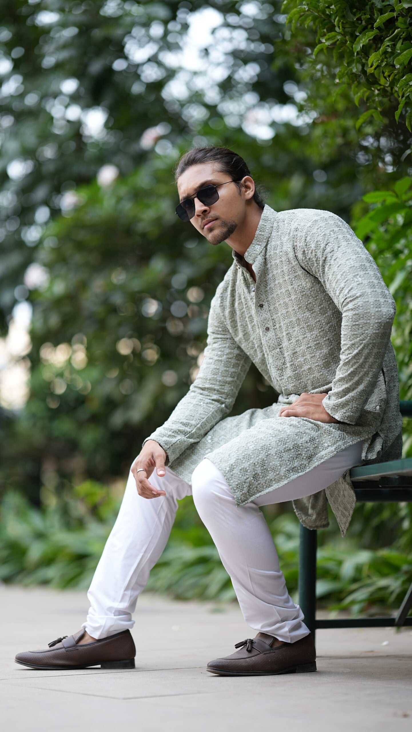 Lucknowi Kurta - Pistachio