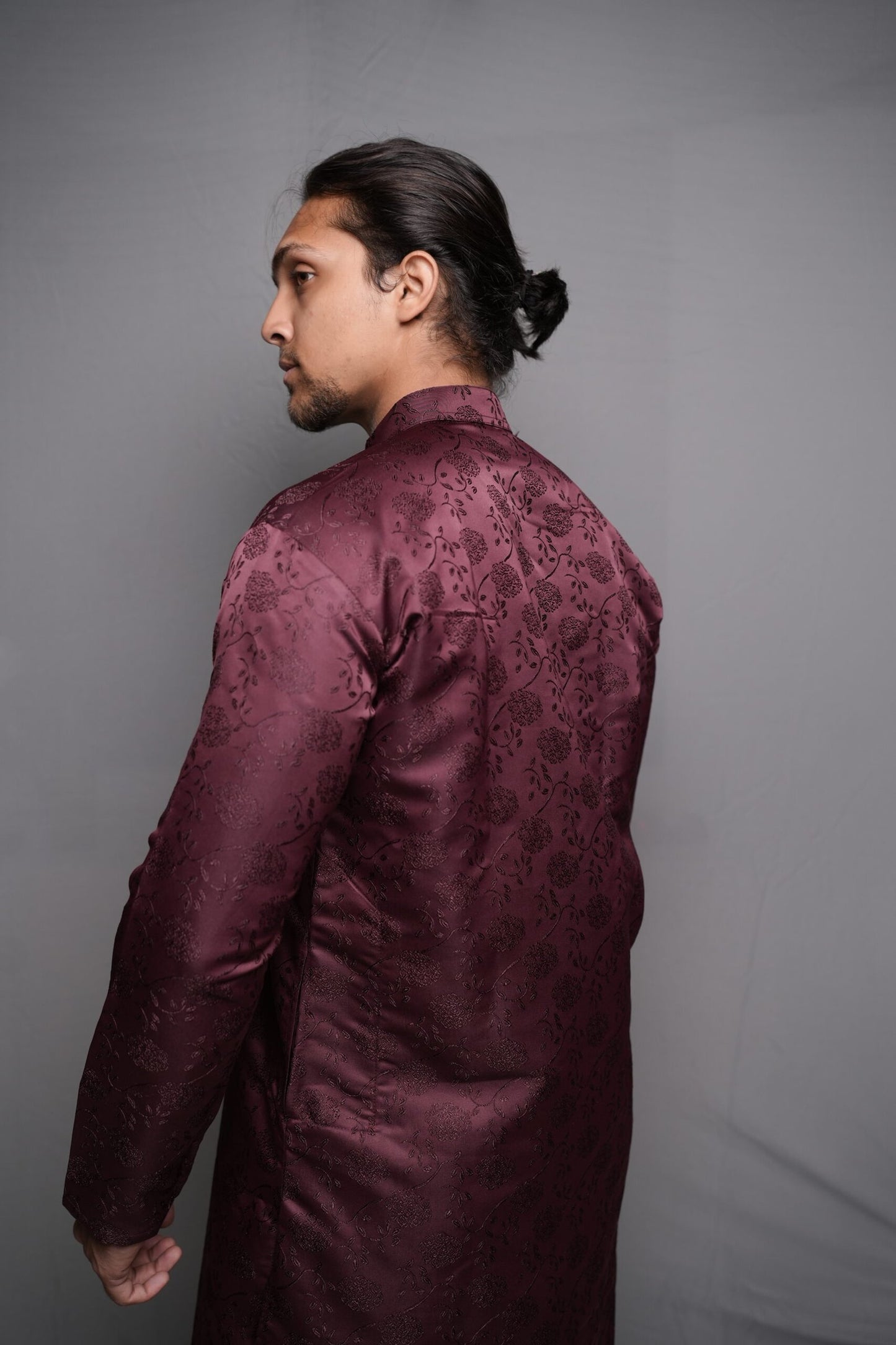 Maroon Jacquard Kurta