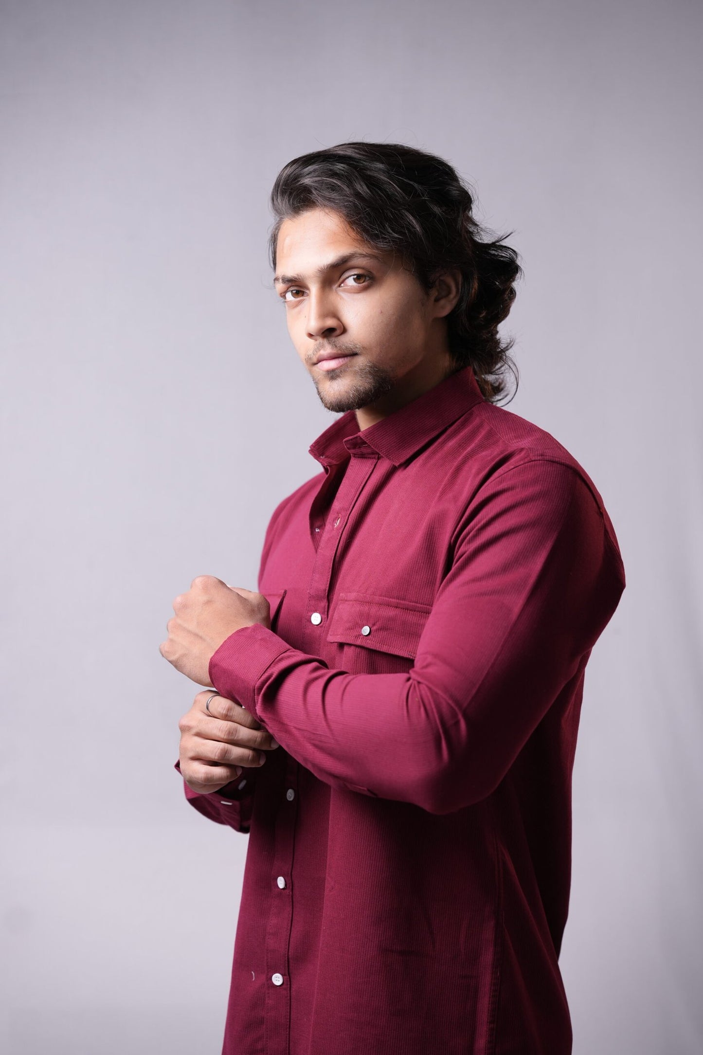 Maroon Corduroy Twin Pocket
