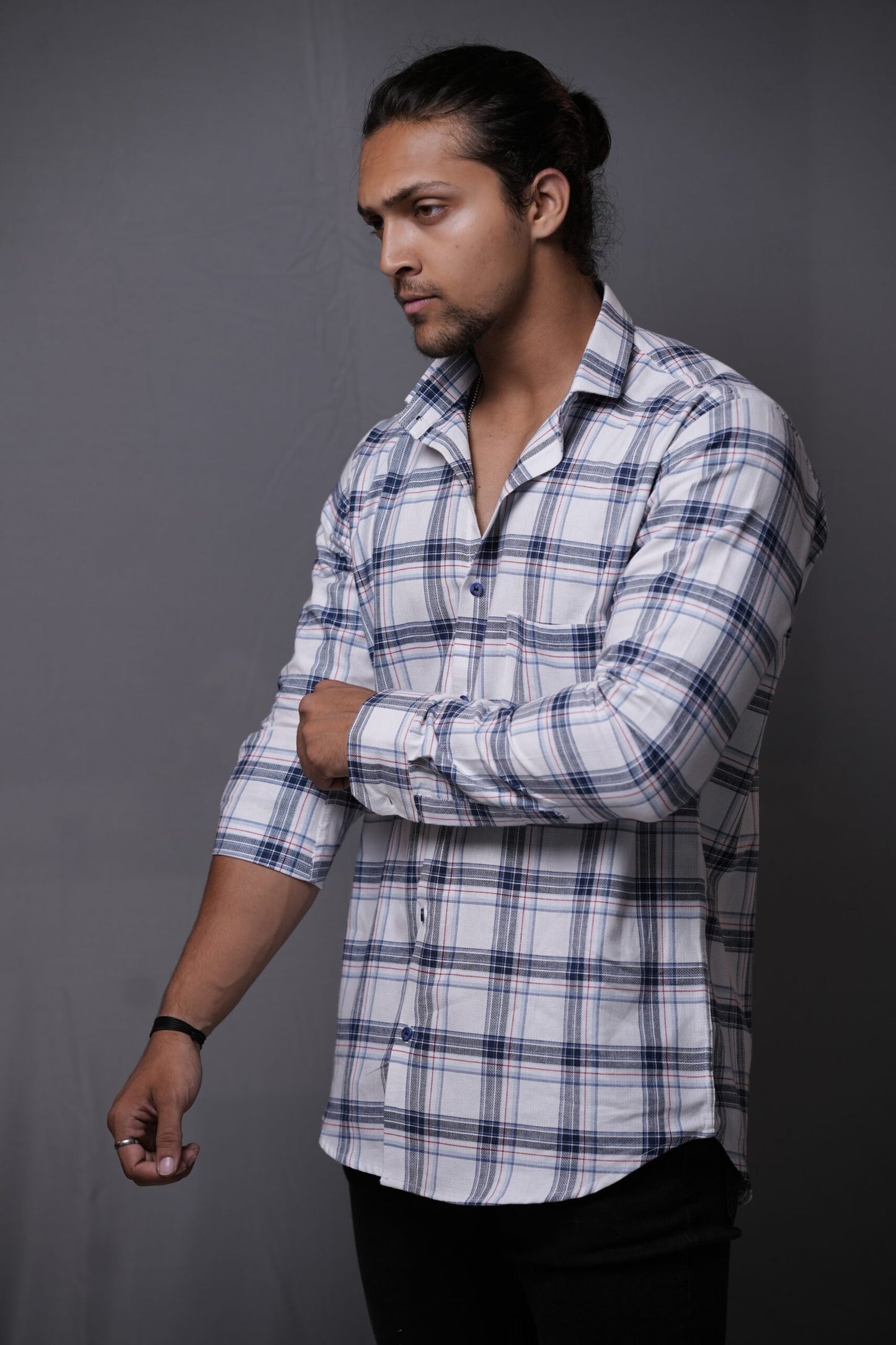 White Blue Chequered