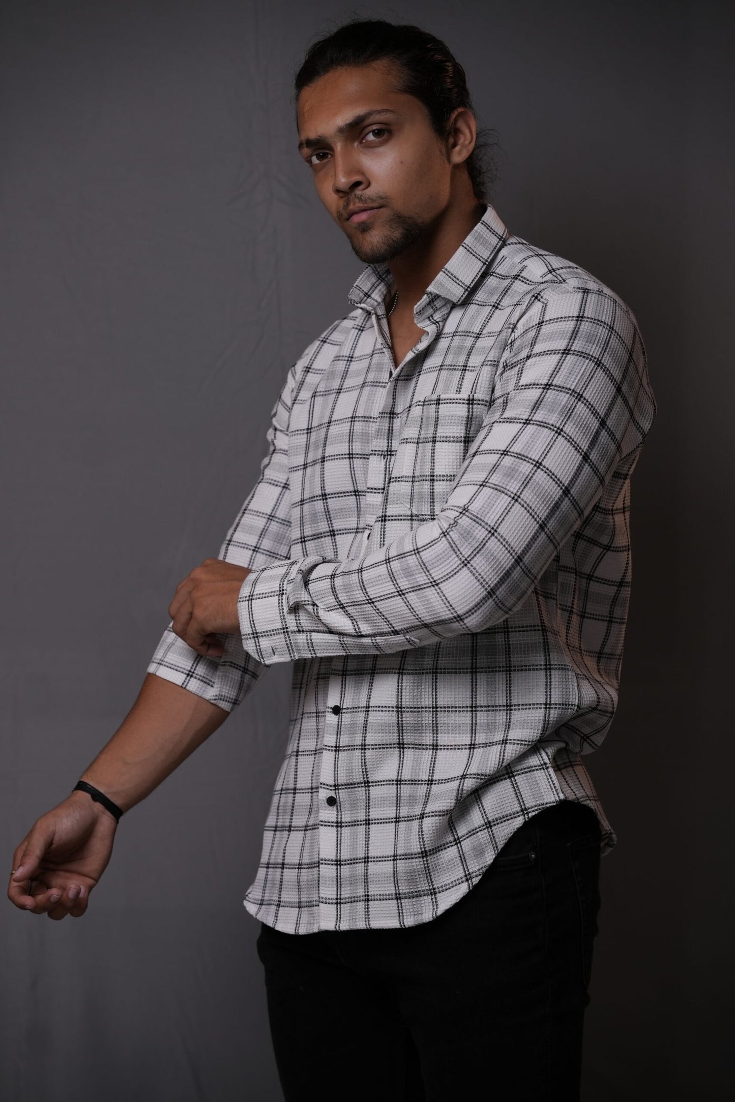 White Black Waffle Chequered