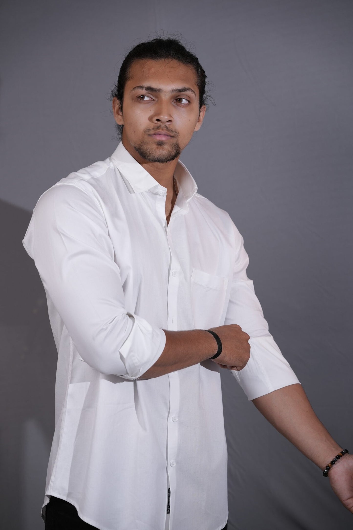 White Cotton Textured Shirt