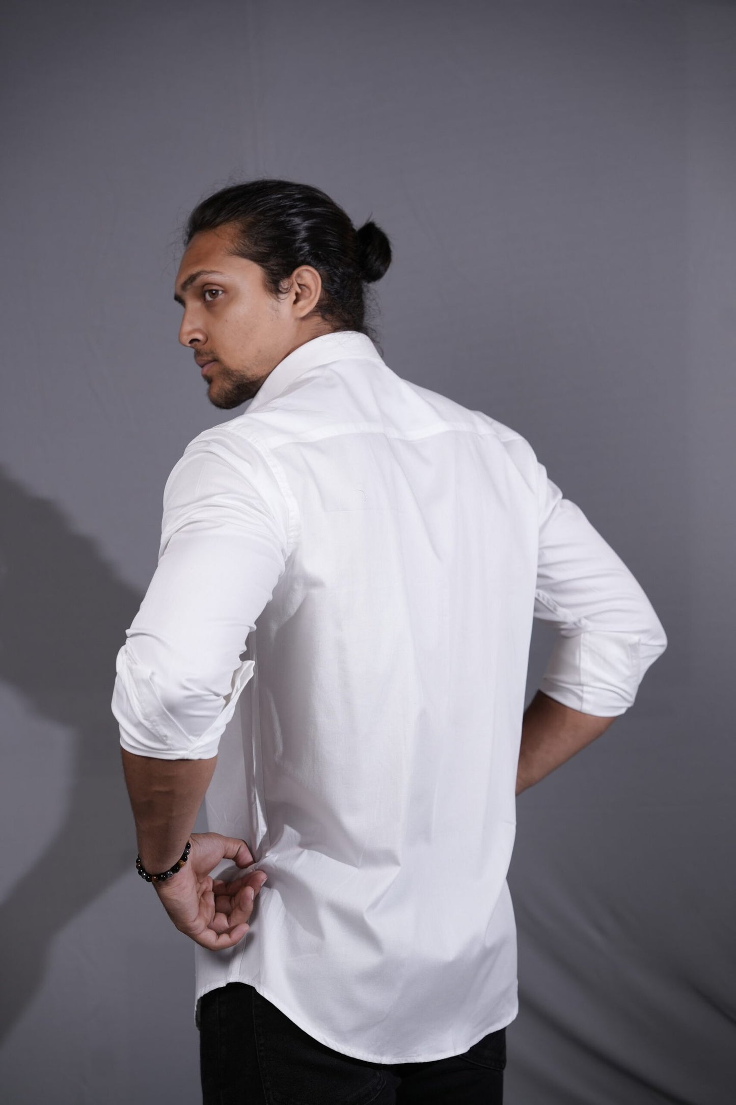 White Cotton Textured Shirt
