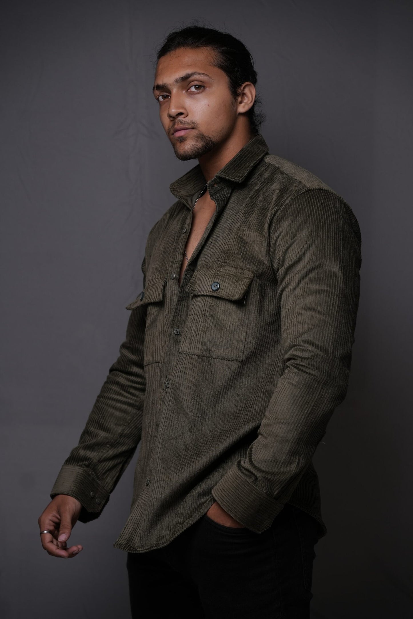 Green Corduroy Twin Pocket