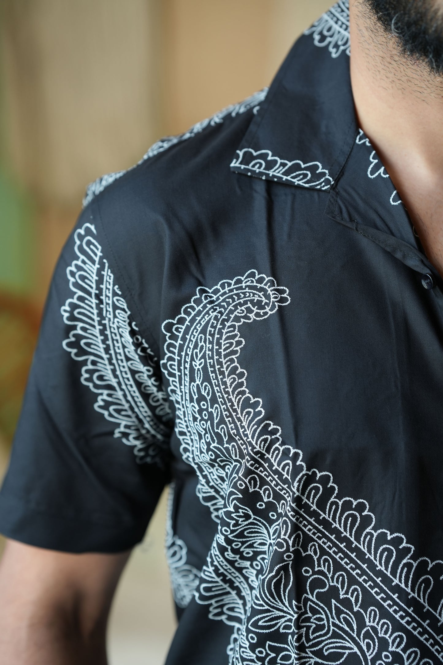 Silk Blend Smooth Cuban Collar Shirt
