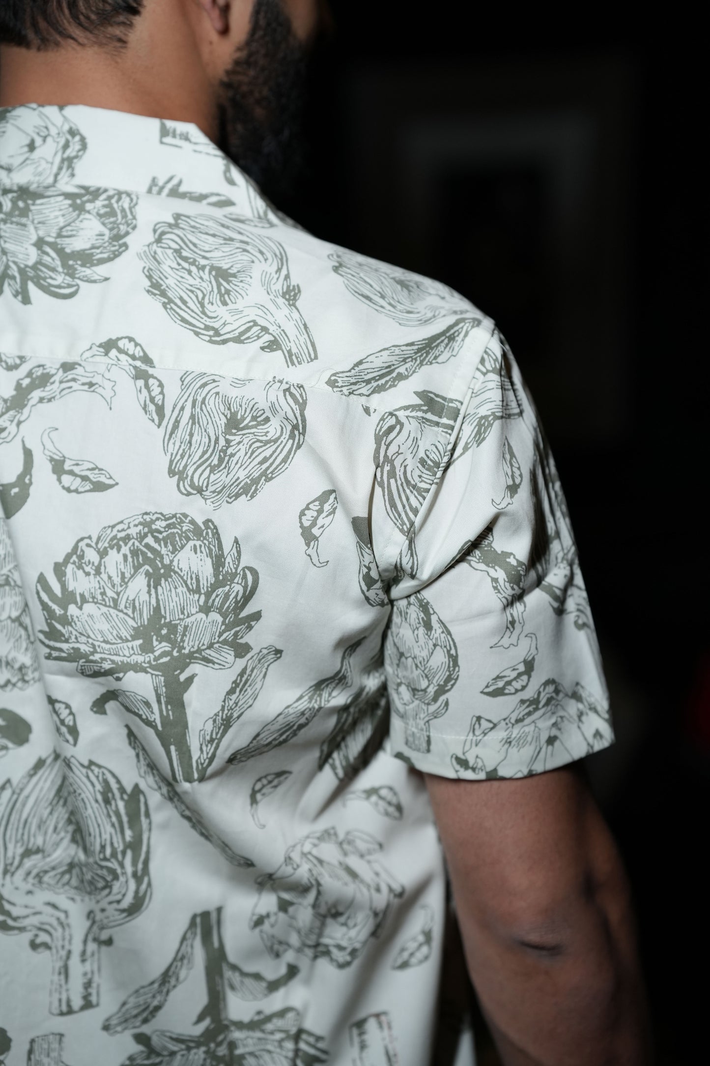 Artistic Print Off-White Cuban Collar Shirt