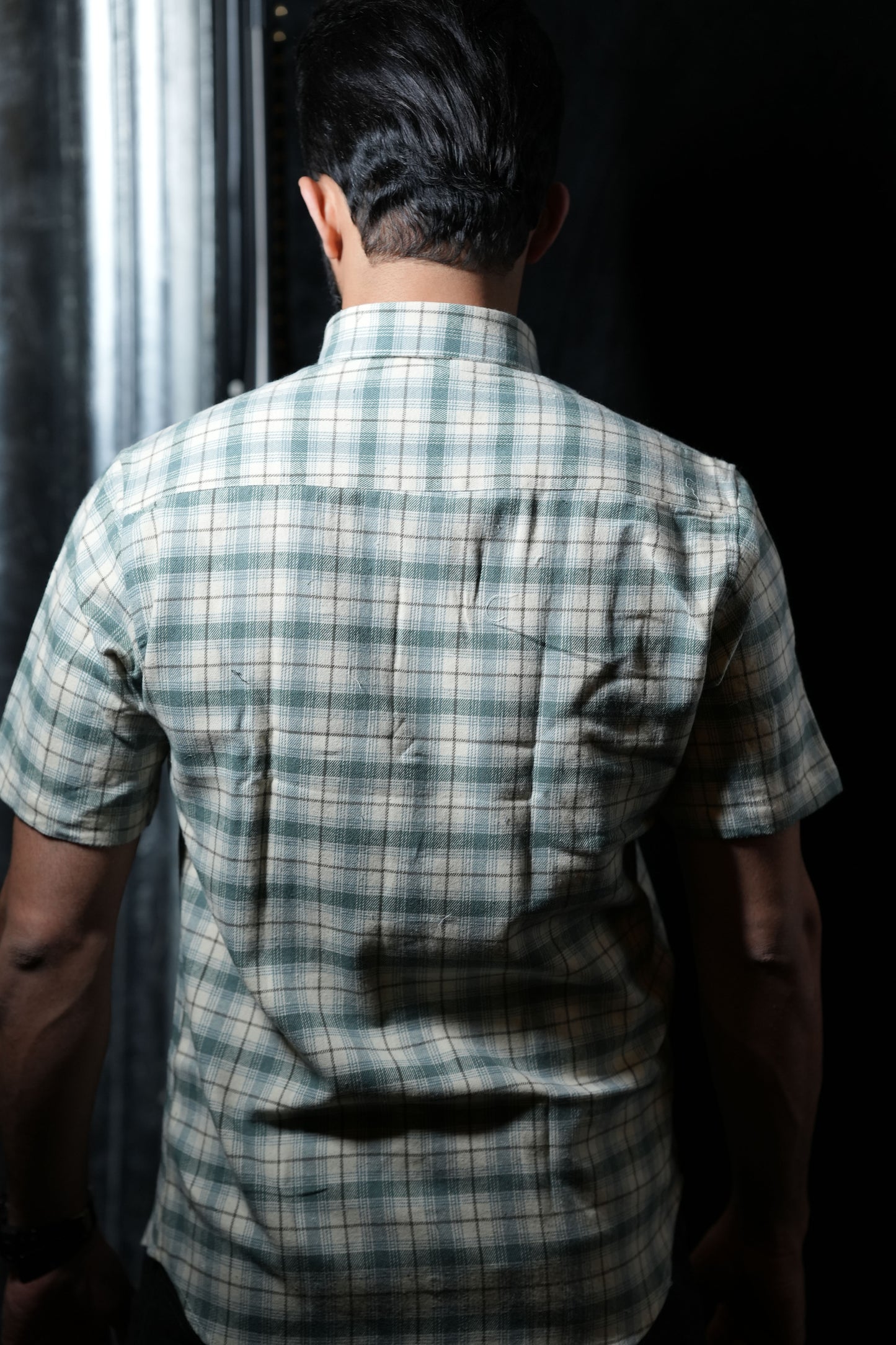 Light Green and Beige Checked Casual Shirt