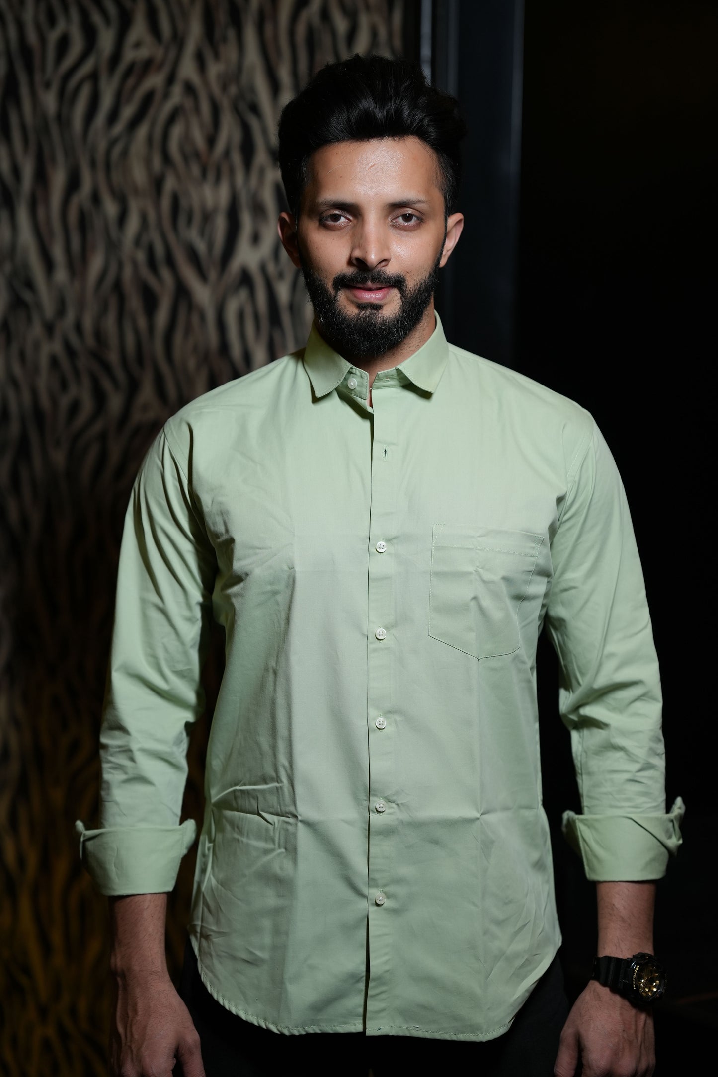 Solid Light Green Formal-Casual Shirt