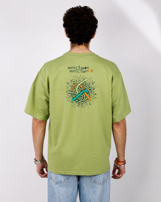 Oversized Sprout Green Tshirt - Invite Chaos Invite Change