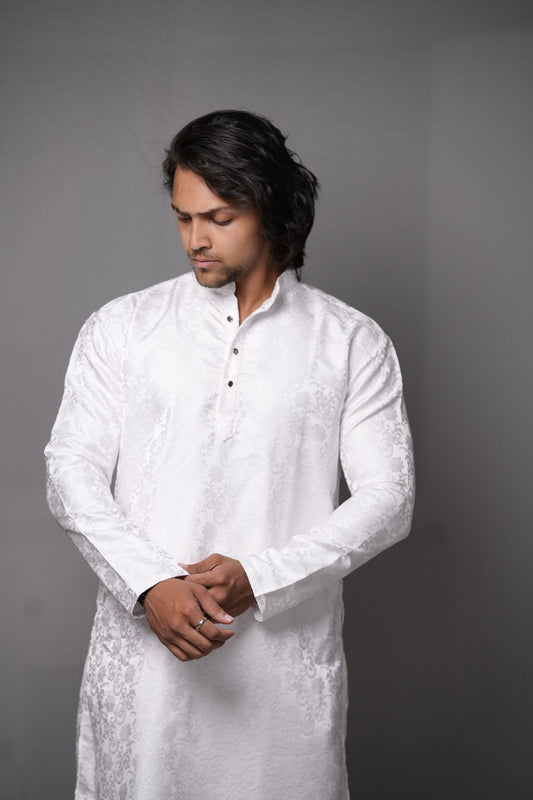 White Jacquard Kurta