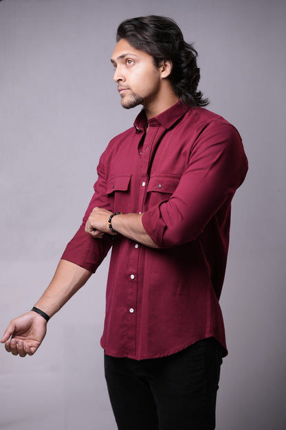 Maroon Corduroy Twin Pocket