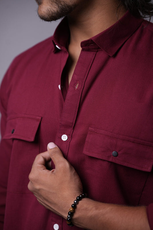 Maroon Corduroy Twin Pocket