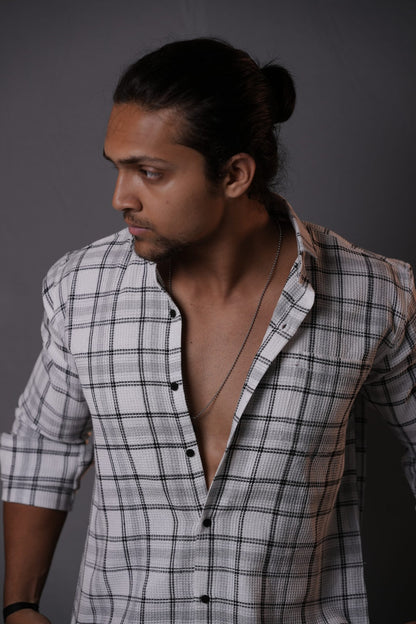 White Black Waffle Chequered