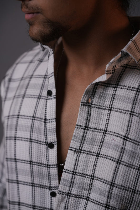 White Black Waffle Chequered