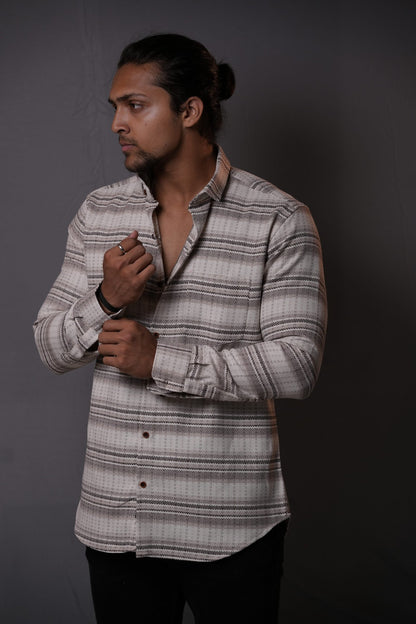 CreamBrown Horizantal Stripes Textured