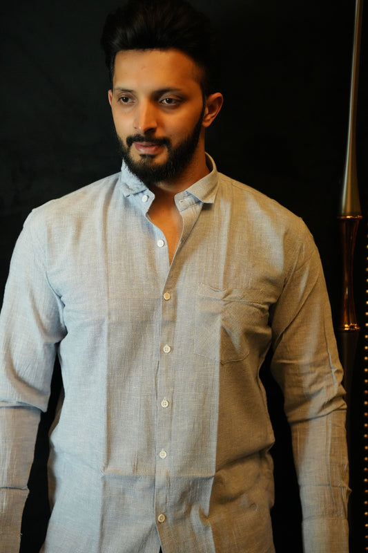 Light Grey Textured Cotton Shirt