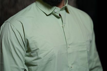 Solid Light Green Formal-Casual Shirt