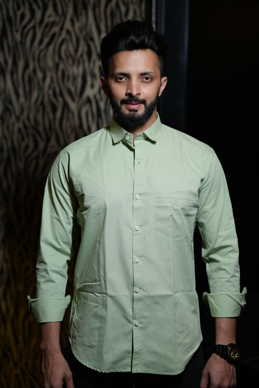 Solid Light Green Formal-Casual Shirt